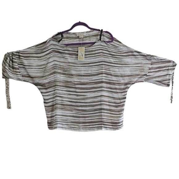 New Michael Kors Dormant Sleeve Top with Leather Trim Size 2X - Picture 1 of 8